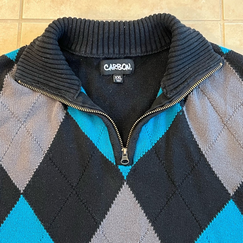Men's XXL Carbon Argyle Sweater - Picture 3 of 4
